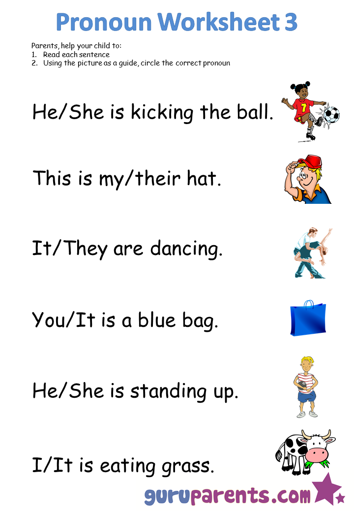 Pronoun Worksheets | guruparents