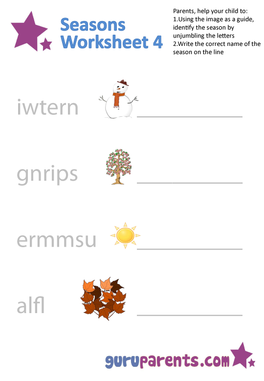 Seasons Worksheet 4