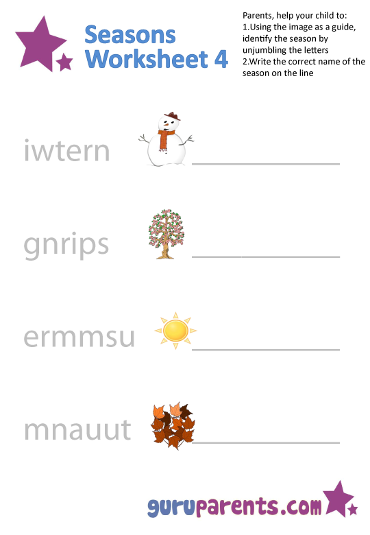 Seasons Worksheet 4