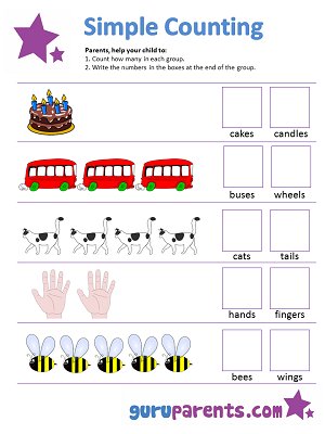 Math Worksheet - Simple Counting