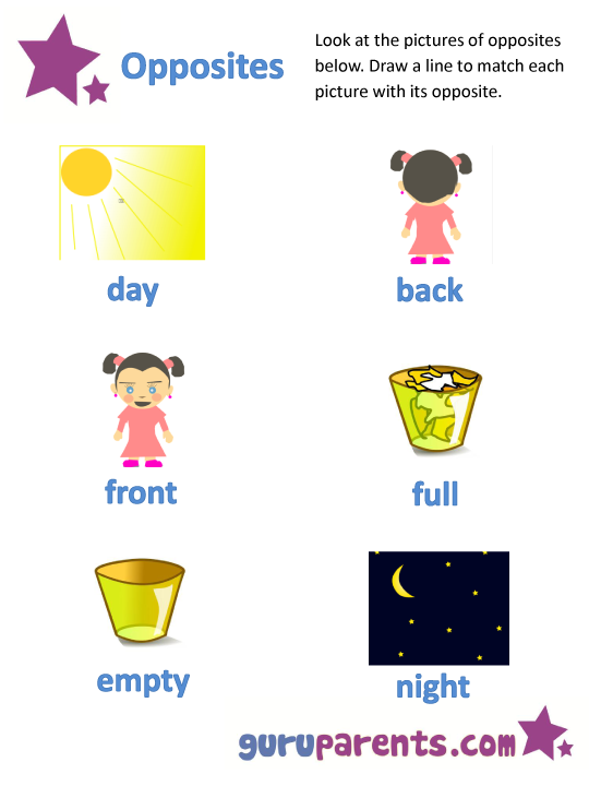 teaching opposites preschooler worksheet