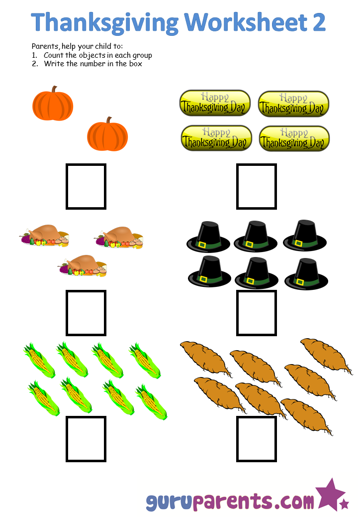 Thanksgiving worksheet 2