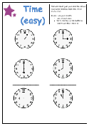 Telling the time worksheet - Analog clock (easy)