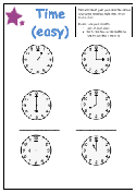 Telling the time Worksheet - Analog clock (easy)