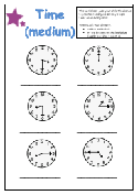 Telling the time Worksheet - Analog clock (medium)