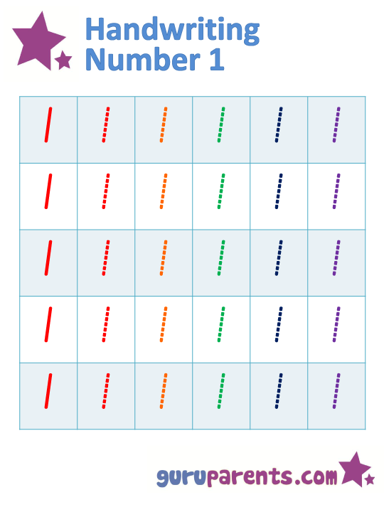 Tracing Number 1 Worksheet