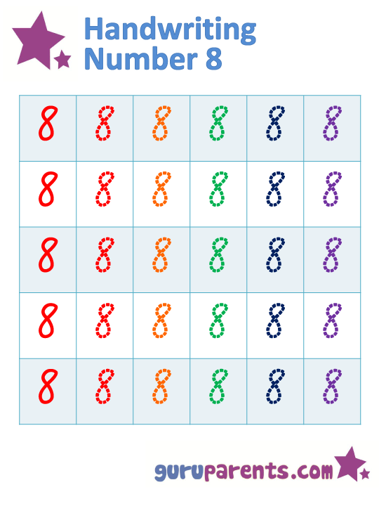 Tracing Number 8 Worksheet