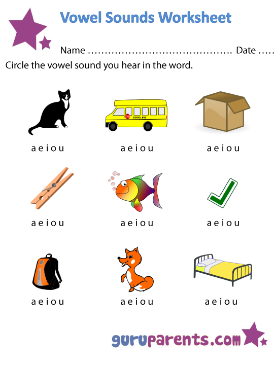 Vowel Sounds Worksheet 1