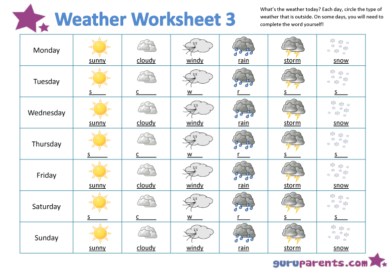 Weather Worksheet 3