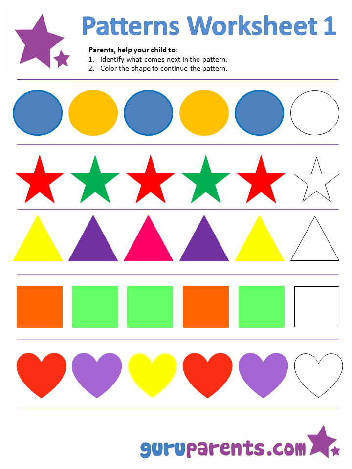 Pattern Worksheets | guruparents