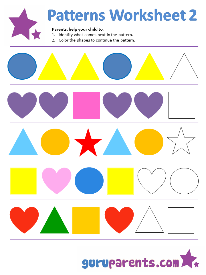 Pattern Worksheets Guruparents