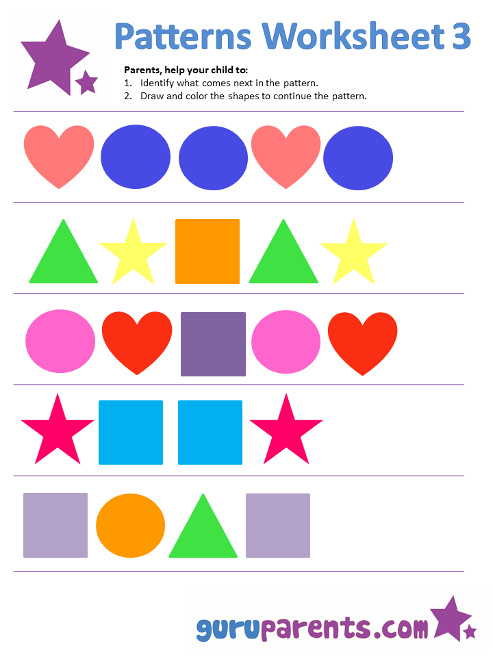 Pattern Worksheets | guruparents